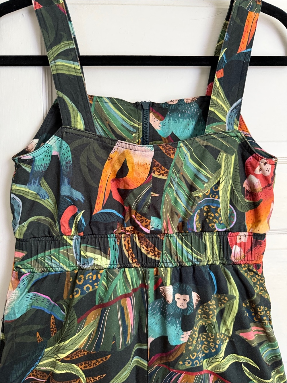 Farm Rio Monkeys Cropped Tropical Print Wide-Leg Jumpsuit - Picture 6 of 9